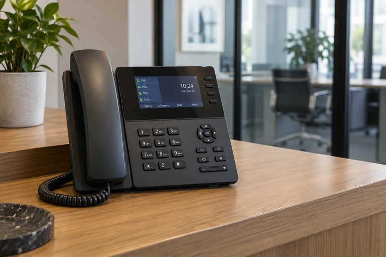 Telèfon IP professional en un lloc de treball