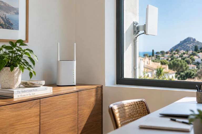 Router de connectivitat mòbil i antena exterior